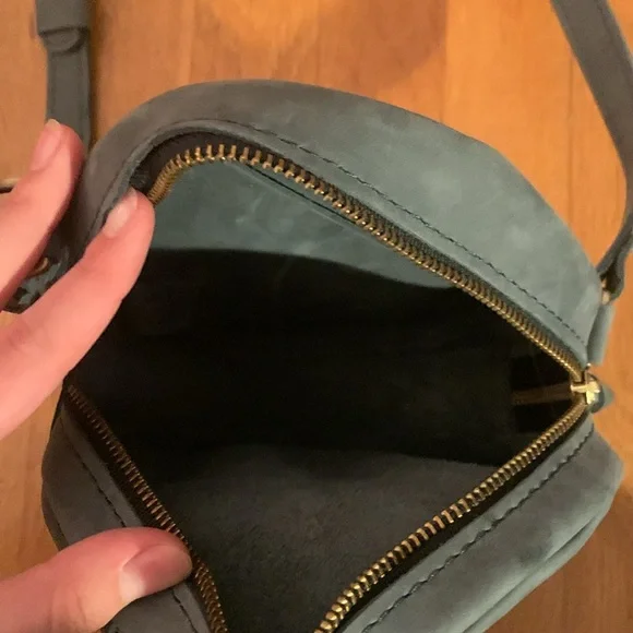 Portland Leather Round Crossbody Bag - Gray - Picture 4 of 6